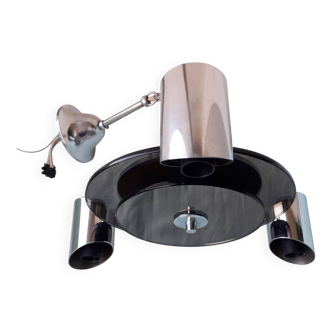 Glass and chrome metal suspension