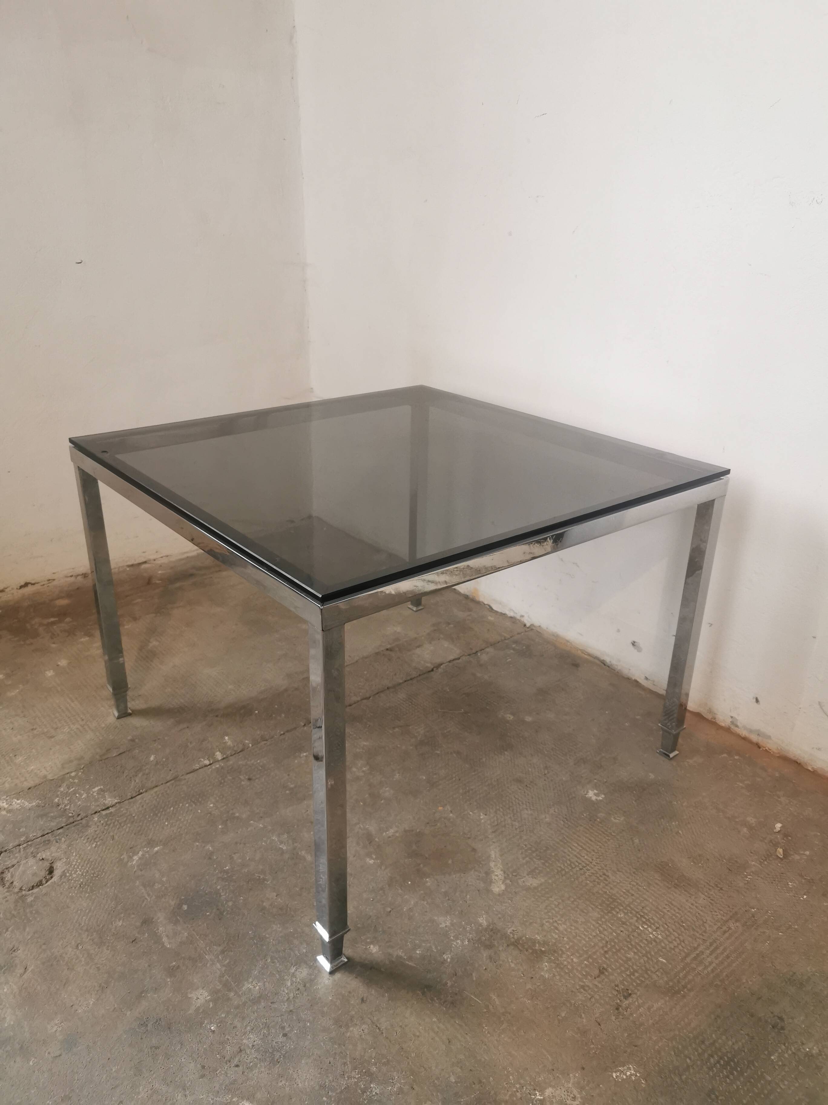 Chrome and glass coffee table 1970 Neoclassical style