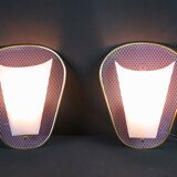 Pair of perspex brass wall sconces, france 1950's