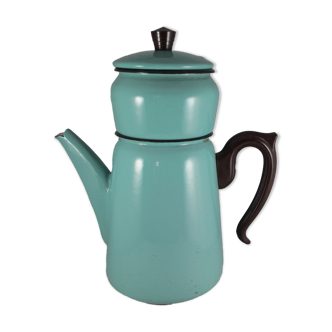 Cafetière vintage en tôle émaillée