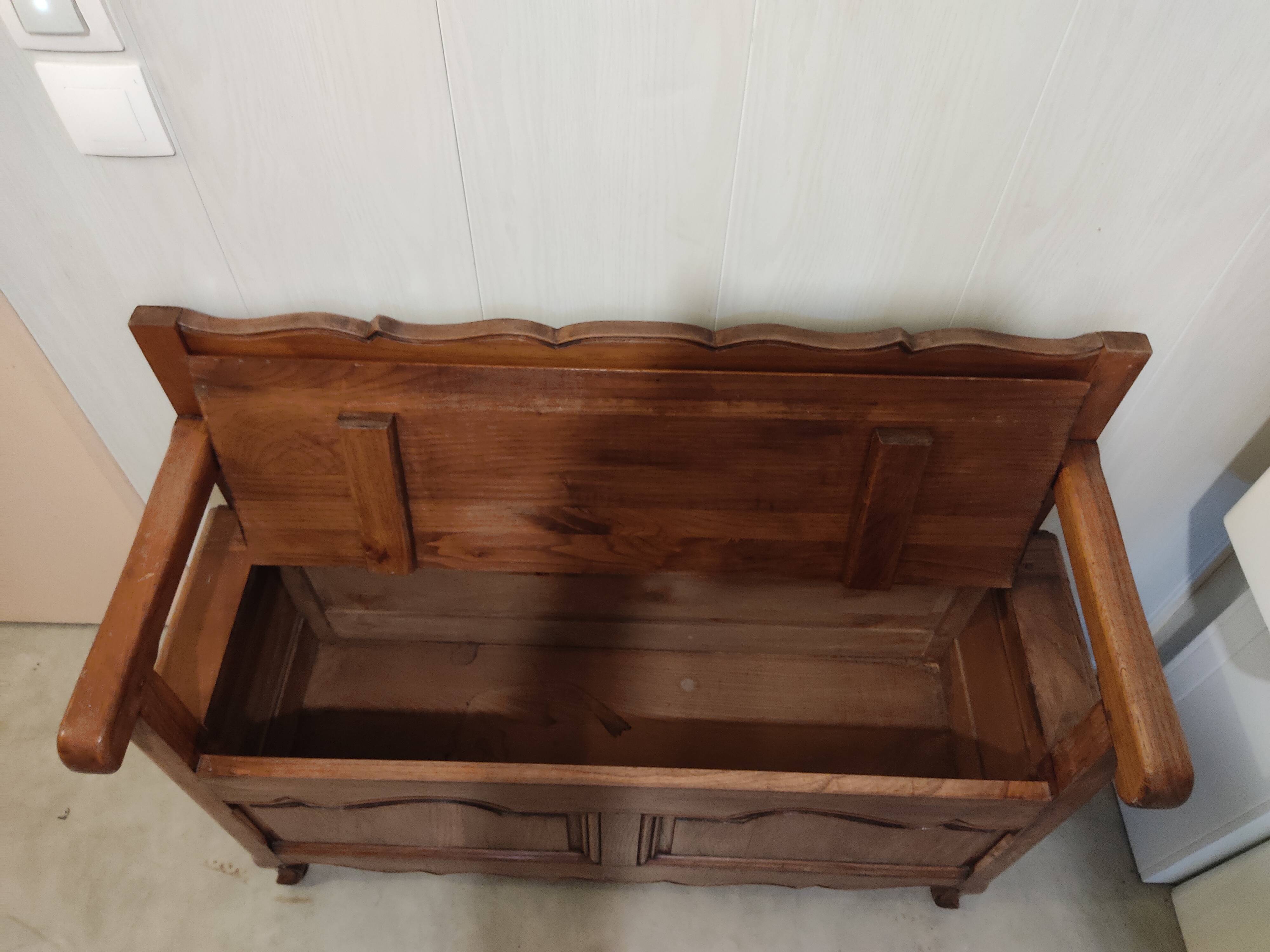 Vintage antique wood chest bench