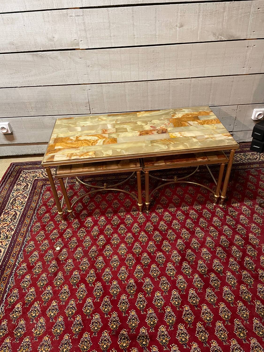 Nesting coffee table in onyx, 70s/80s design