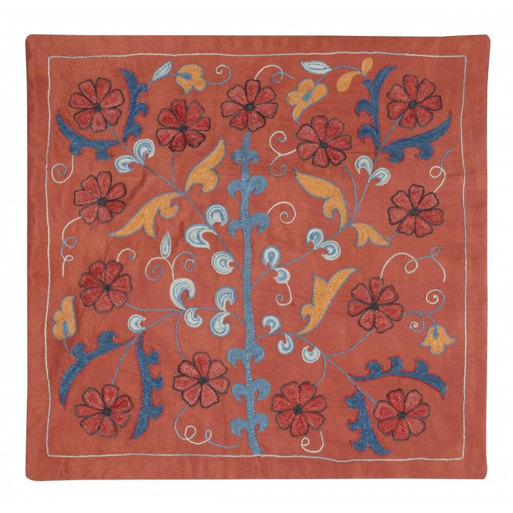 SET OF 2 - Embroidered 100% Silk Cushion Covers. Handmade Accent Pillows. Traditional Pillowcases. Lace Pillows