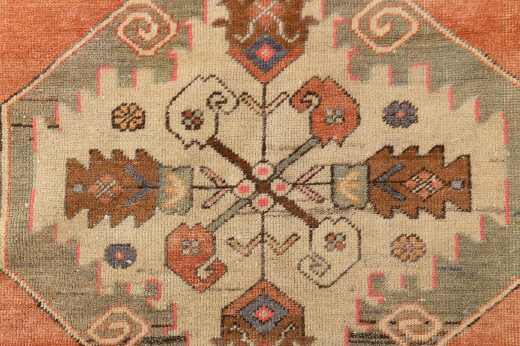 3x11 Red & Beige Oriental Vintage Runner Rug, 107x336Cm