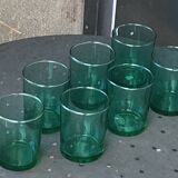 7 verres de couleur verte publicitaire Huile LESIEUR vintage 1970