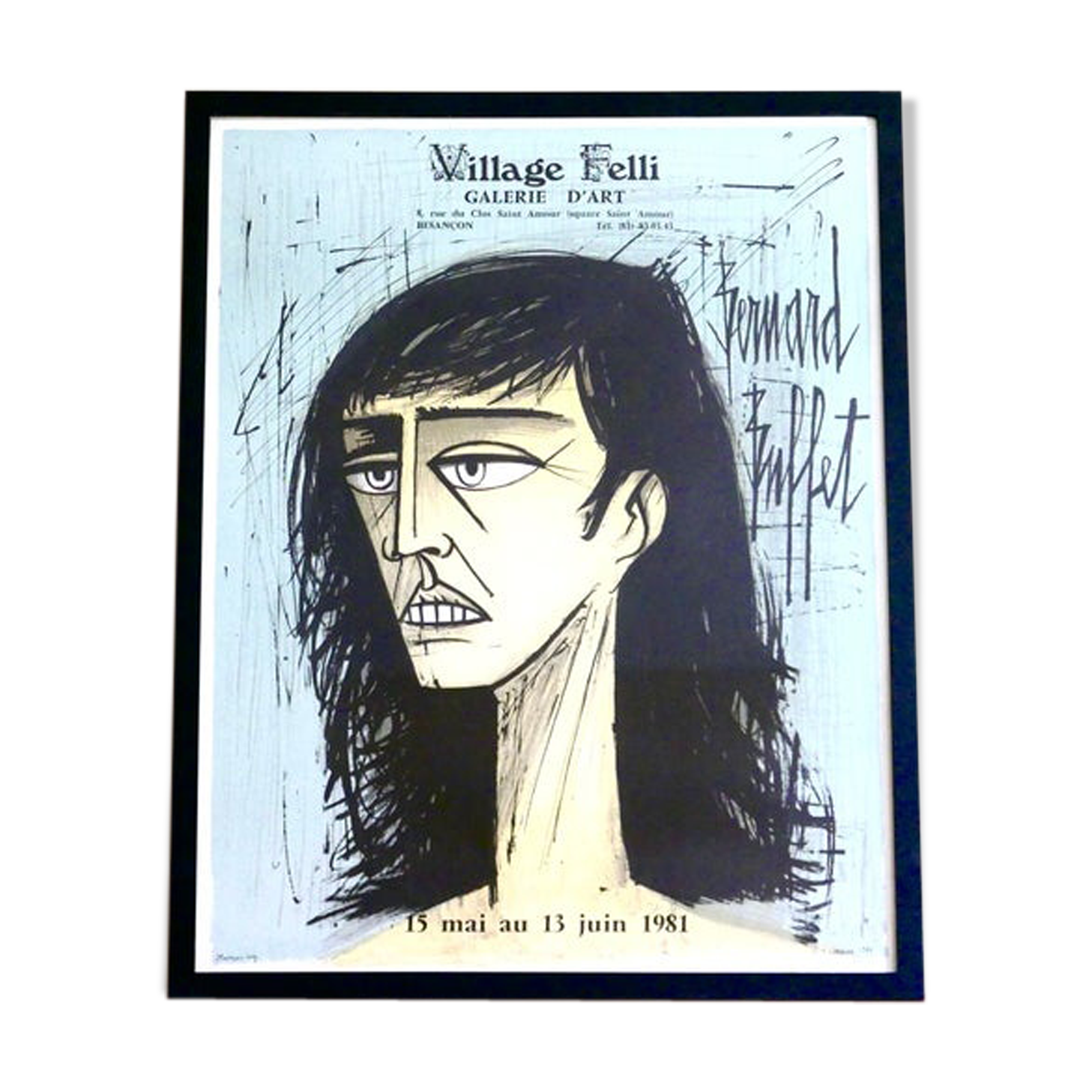 Affiche encadrée, Exposition Bernard Buffet, années 80