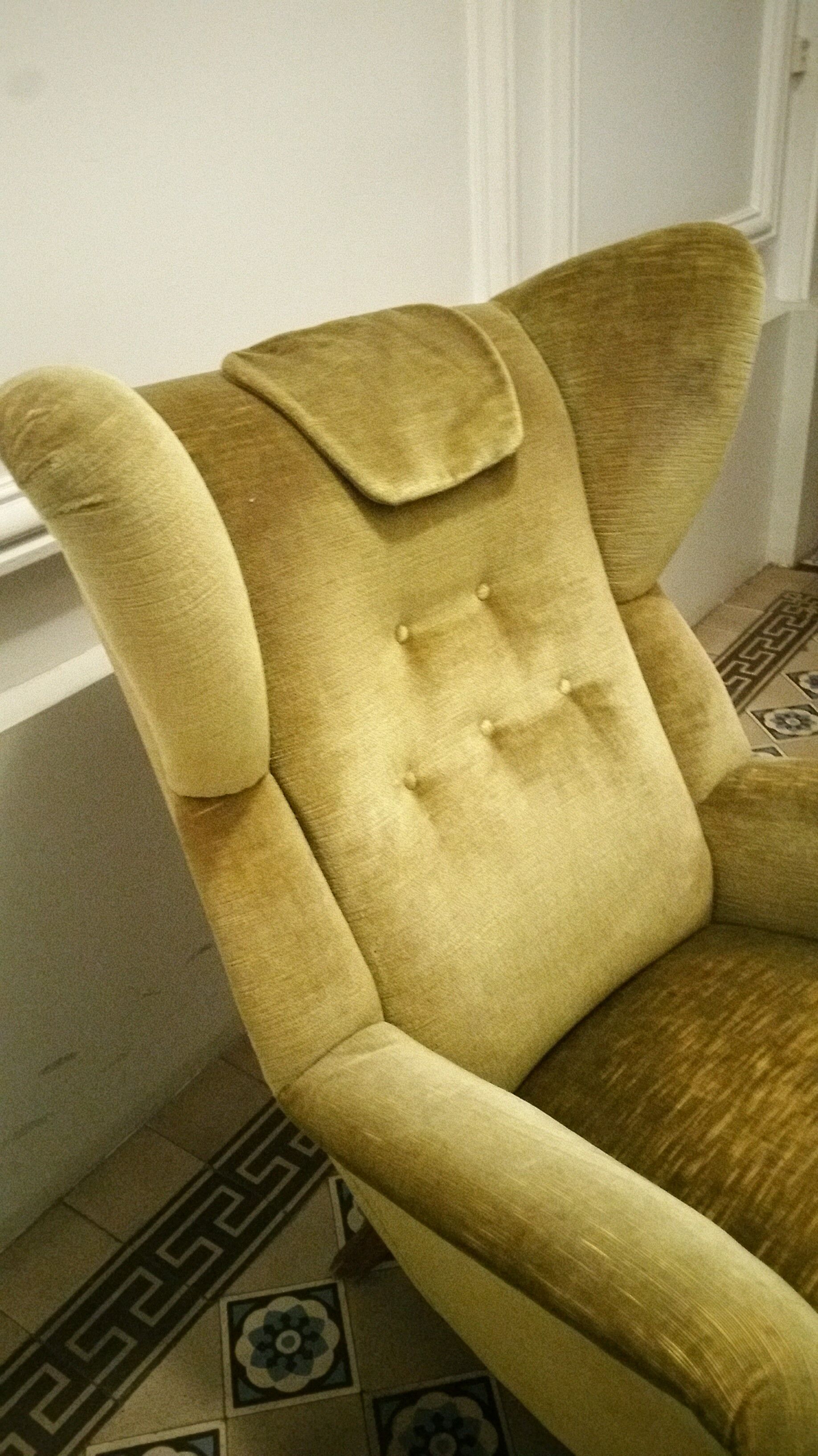 Danish wingback chair years 50-60 green armchair