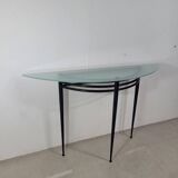 Vintage "Atlantic" console in black lacquered metal and glass by Pascal Mourgue 1980