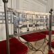 6 chaises curule en fer forgé avec assise en velours rouge