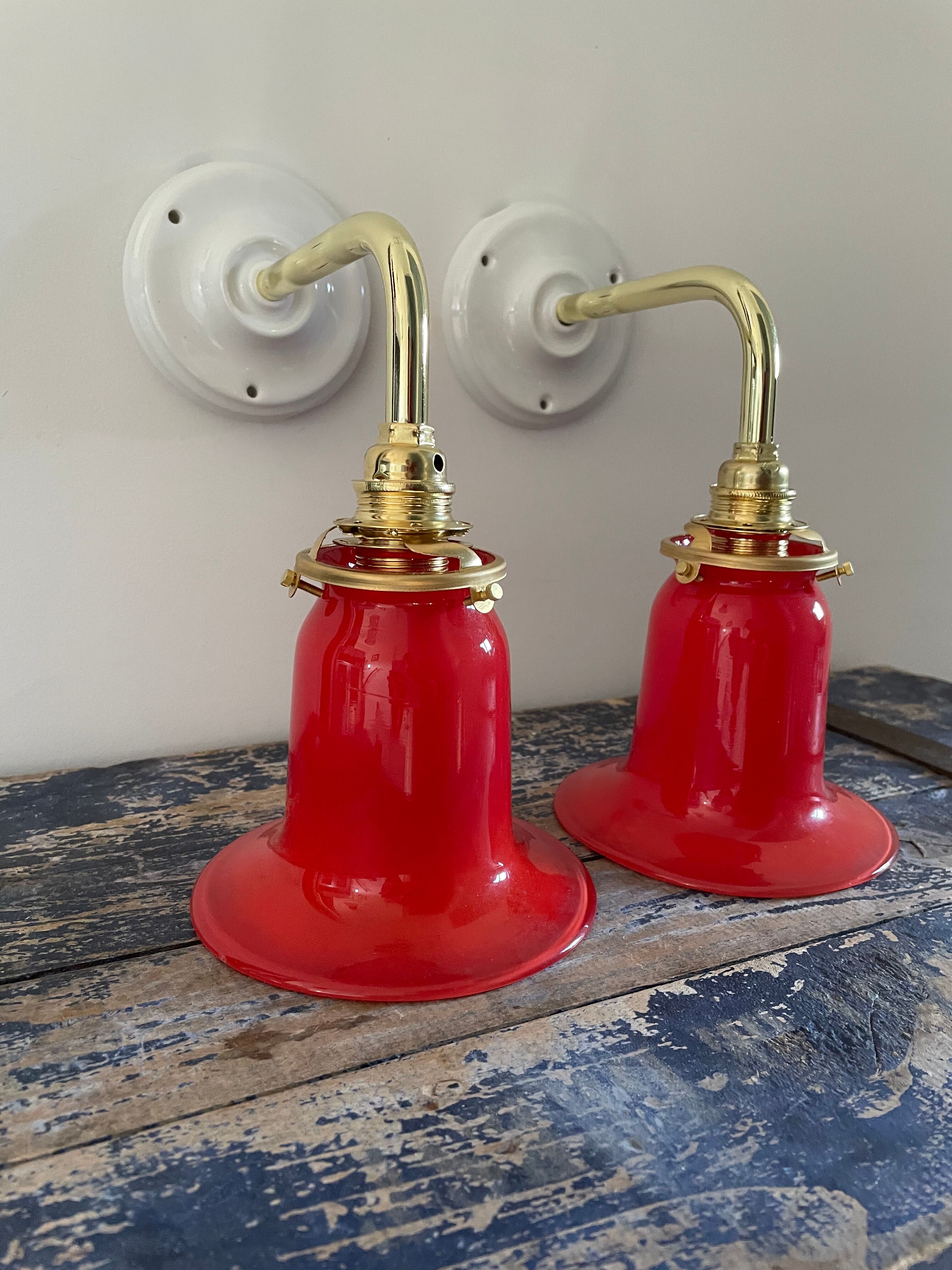 Pair of art deco wall lamps electrified to nine