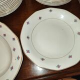 Old service 28 pieces porcelain KG Keller and Guérin Lunéville France decorated with flowers Rosita XIXth Century