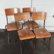 Lot de 4 chaises d'école métal et bois