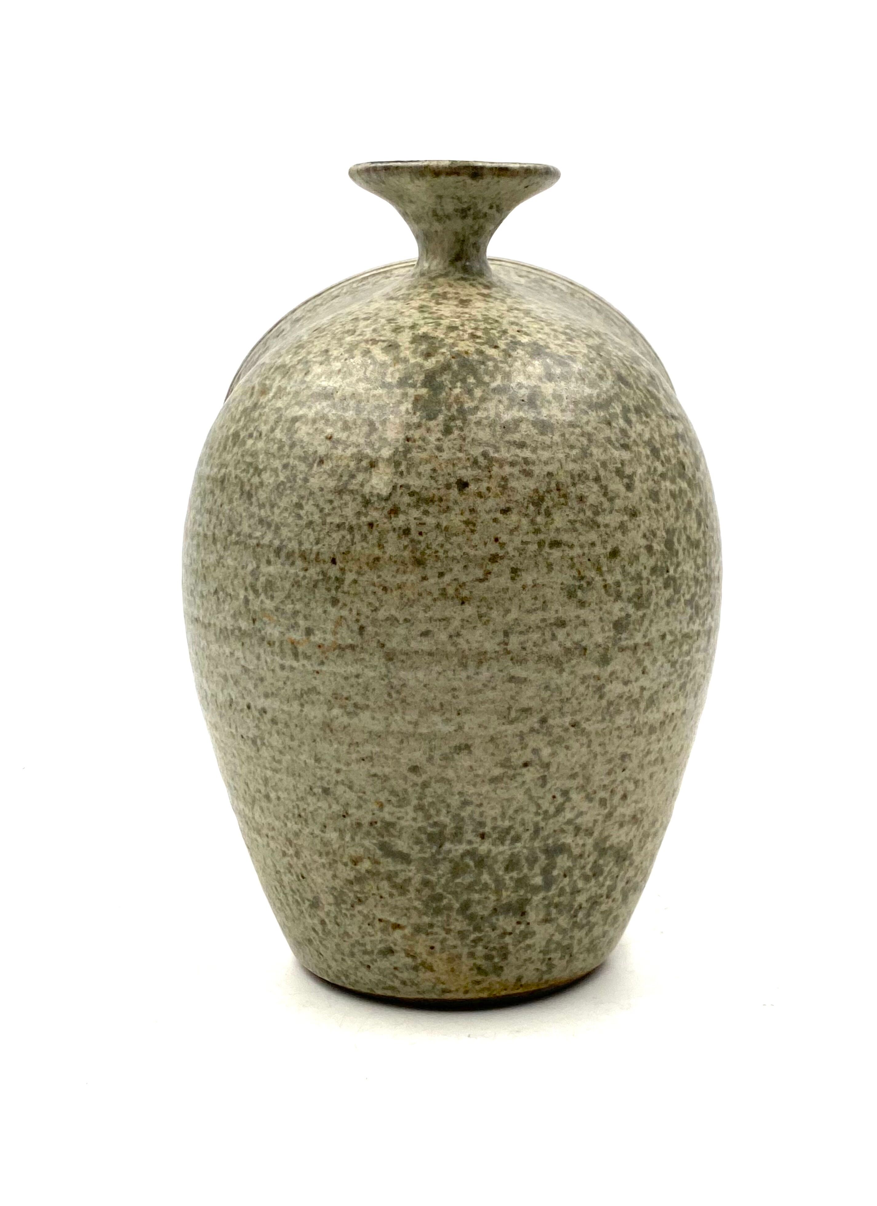 Organic green ceramic vase, France 1960s