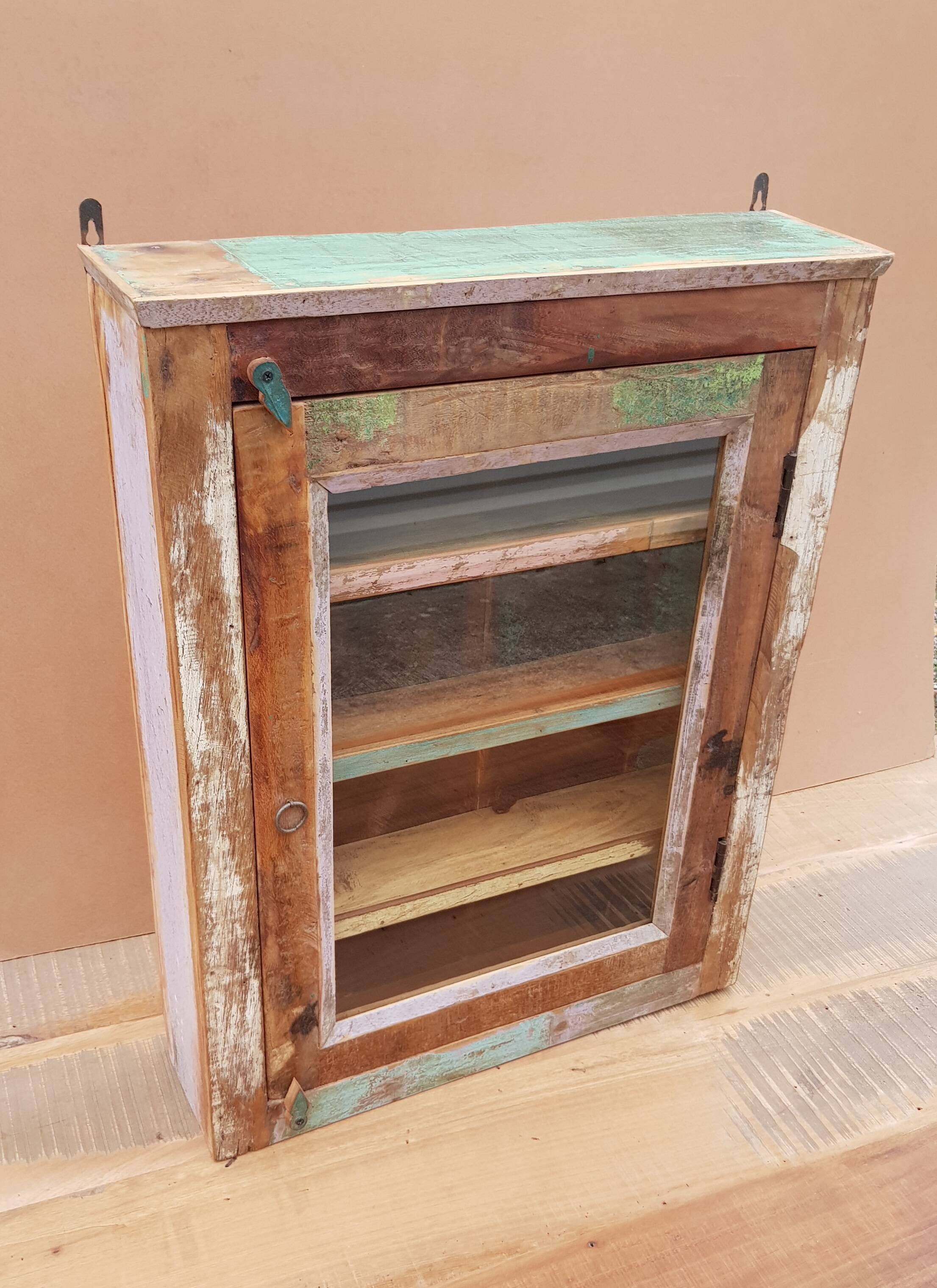 Polychrome teak display case