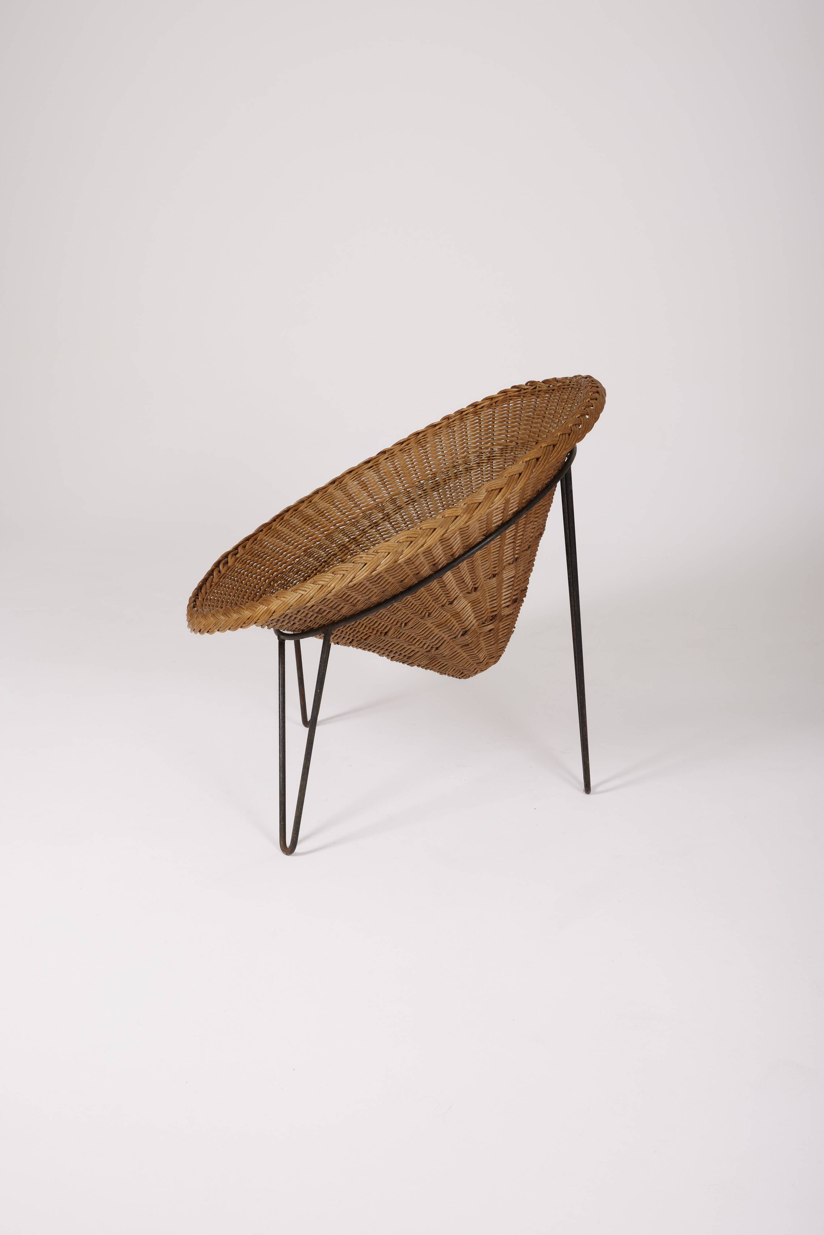 Rattan basket armchair, 1970s