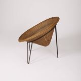 Rattan basket armchair, 1970s