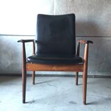 Diplomat office chair by Finn Juhl in rosewood and vintage leather 1970s