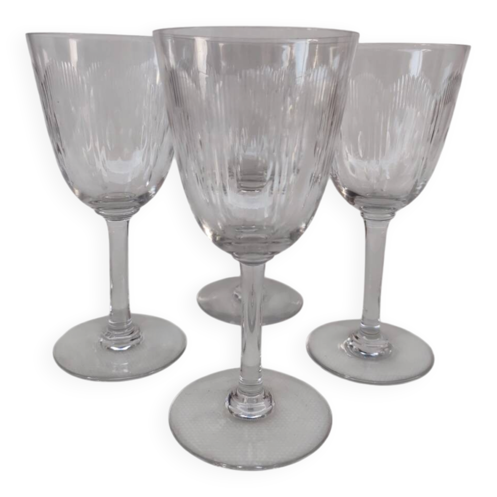 Four Baccarat crystal glasses, Molière pattern. Early 20th century.