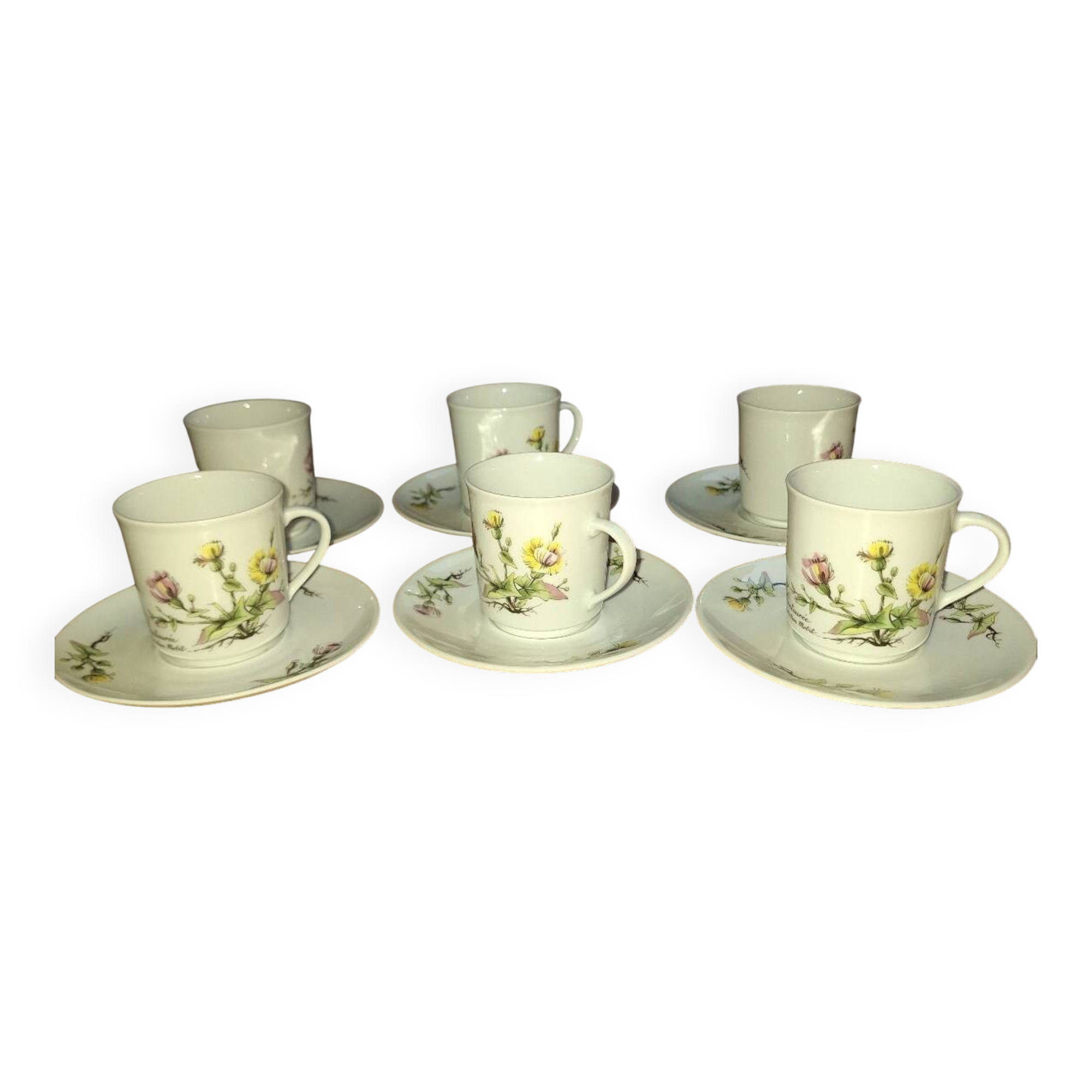 Lot de 6 tasses à café avec coupelles MOBIL