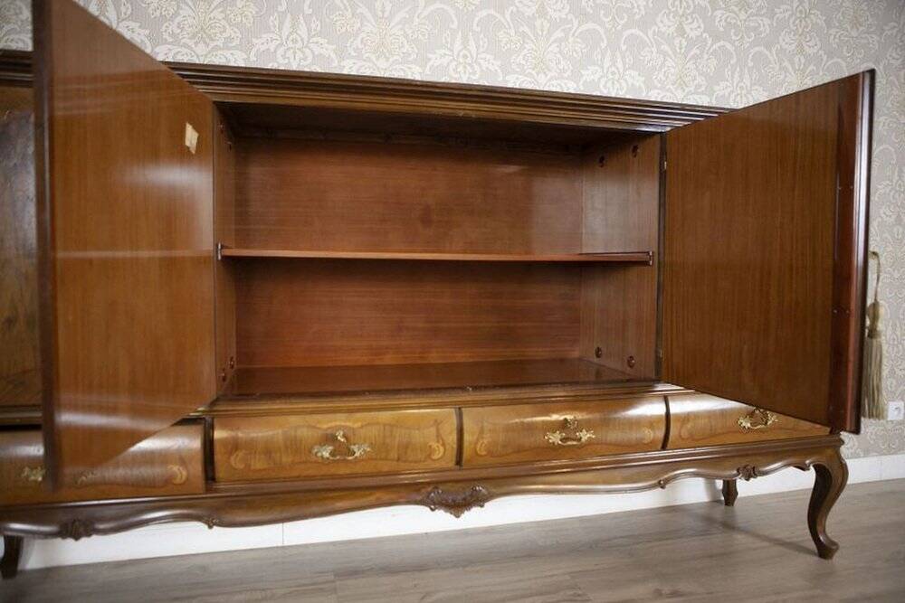 Inlaid Walnut Living Room Cabinet, 1950s