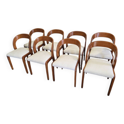 Lot de 8 chaises vintage Baumann modèle Gondole, années 1960