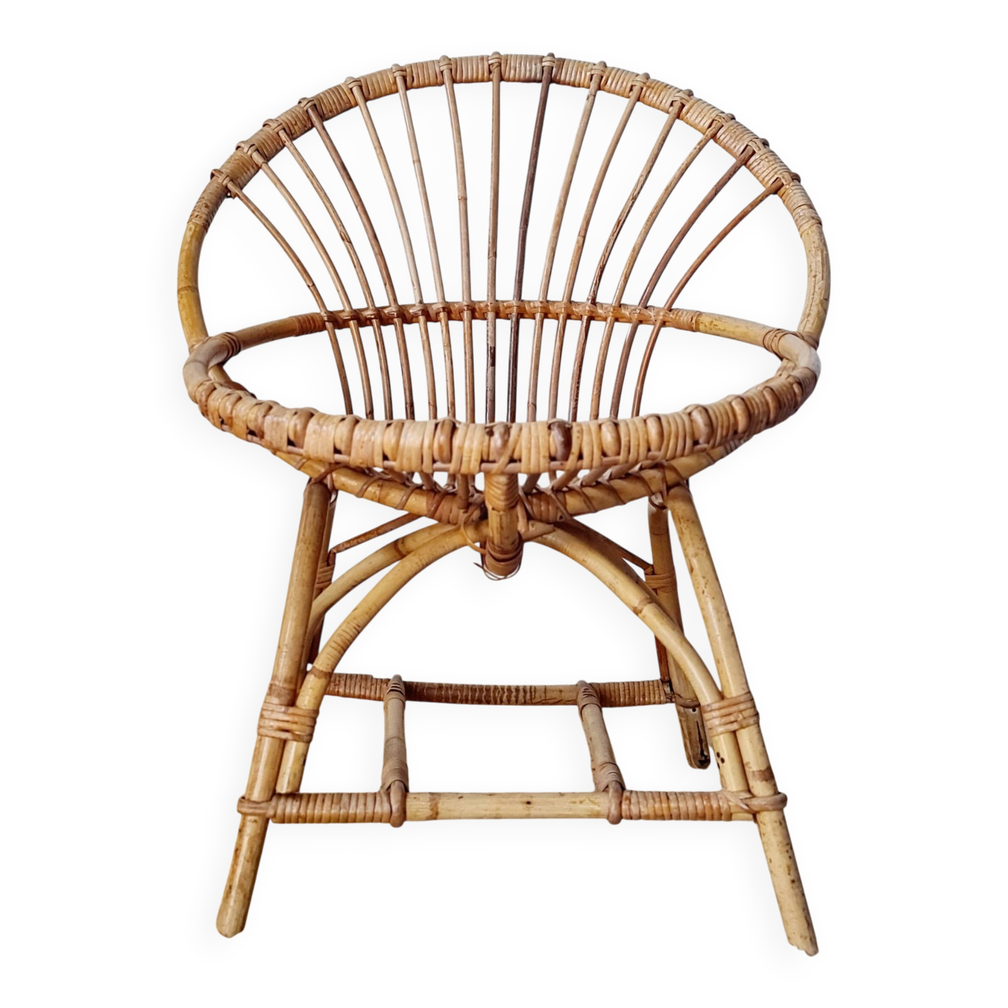 Vintage Shell Chair in Rattan and Bamboo – 1960s