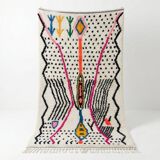 Colourful Azilal Berber rug with black dots