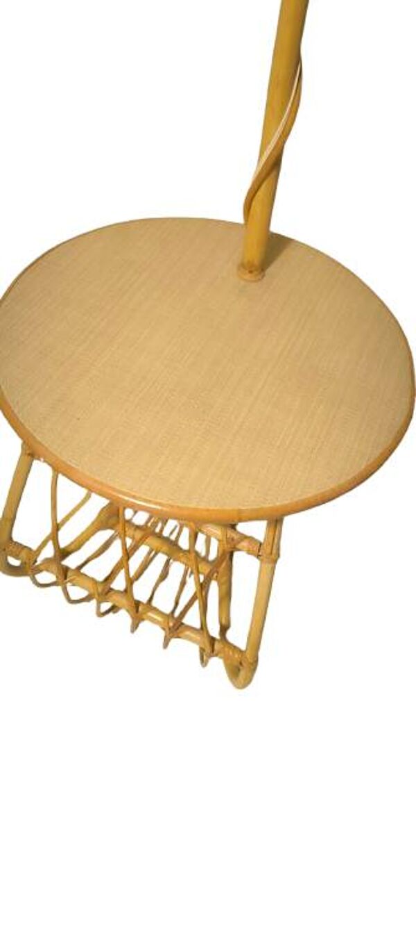 Lampadaire table porte revue rotin vintage
