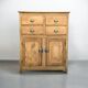 Parisian art deco sideboard in solid raw wood with pyrographed decorations, 1929