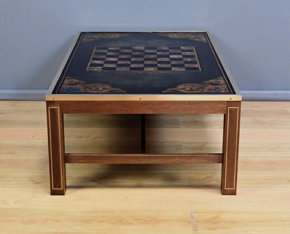 Grande table basse échiquier en acajou, goût Jansen – 2ème partie XXe