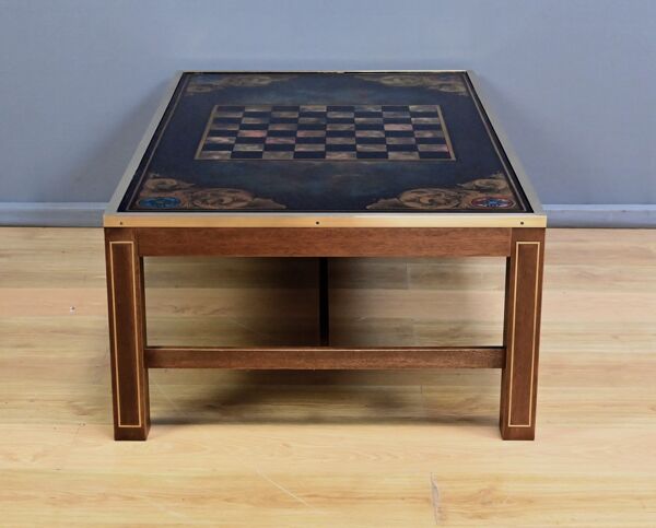 Grande table basse échiquier en acajou, goût Jansen – 2ème partie XXe