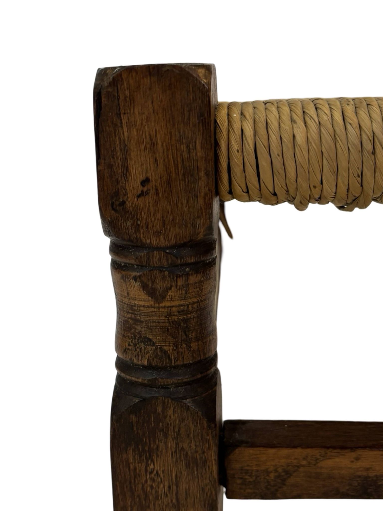 Tabouret vintage en rotin petit tabouret ottoman du milieu du siècle design années 60
