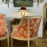 Two shepherdesses in moulded wood and carved Louis XVI style