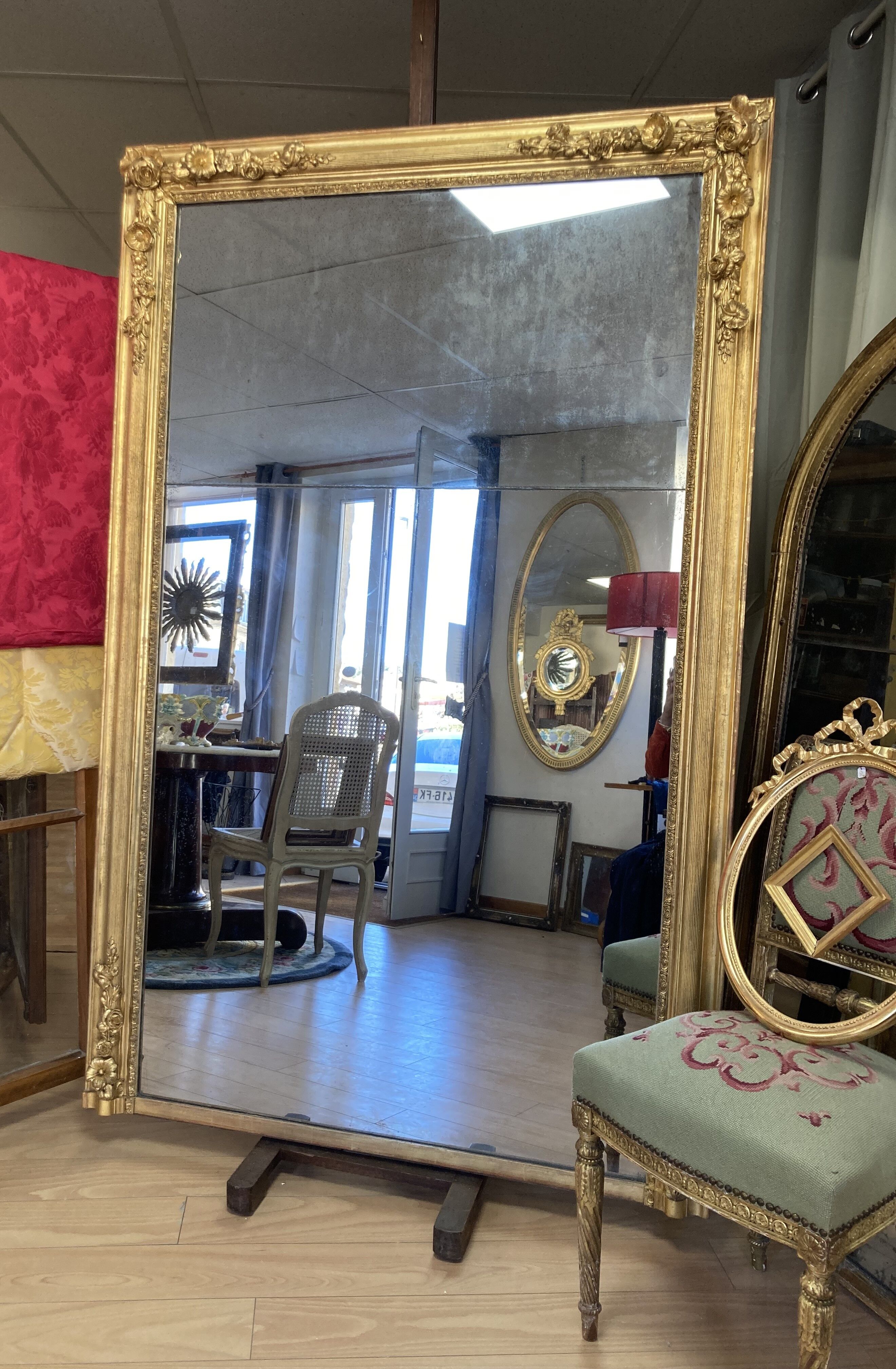 Gilded wooden mirror Napoleon III 186x119cm