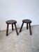 Pair of tripod stools in oak
