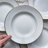 5 deep plates in white and gold Limoges porcelain