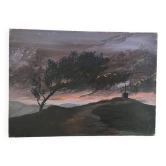 Sunset, oil on canvas