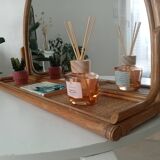 Miroir tablette vintage en rotin