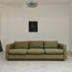 Pierre Frey modernist bench in green and gold patterned fabric