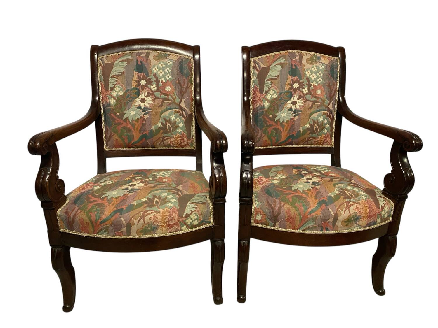 Four 19th century mahogany armchairs