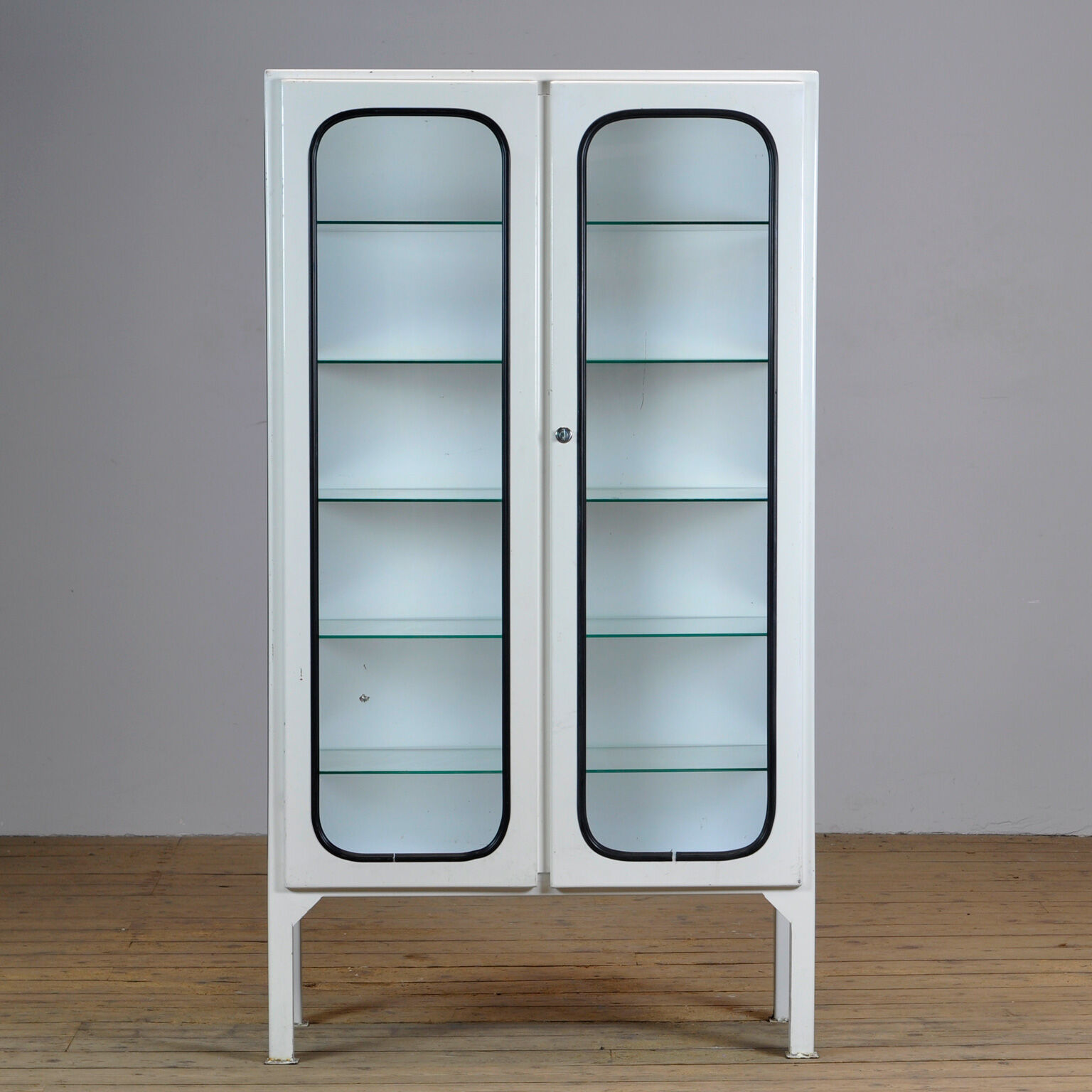 Glass & Iron Medical Cabinet, 1970s