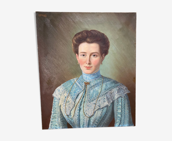 Huile sur toile portrait de femme 1903
