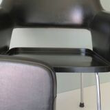 Modernist armrest chair, chrome and skai, Belgium 1960