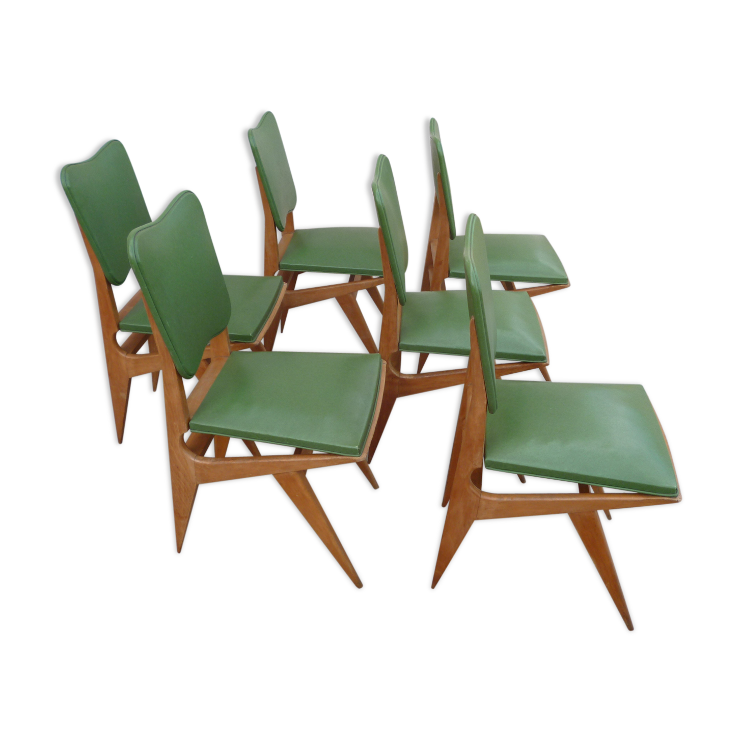 6 vintage Scandinavian chairs compass feet
