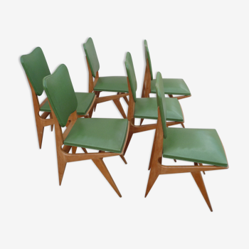 6 chaises vintage scandinave  pieds compas