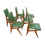 6 vintage Scandinavian chairs compass feet