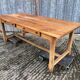 Vendée farmhouse table with cat bar and 2 drawers in solid cherry wood.