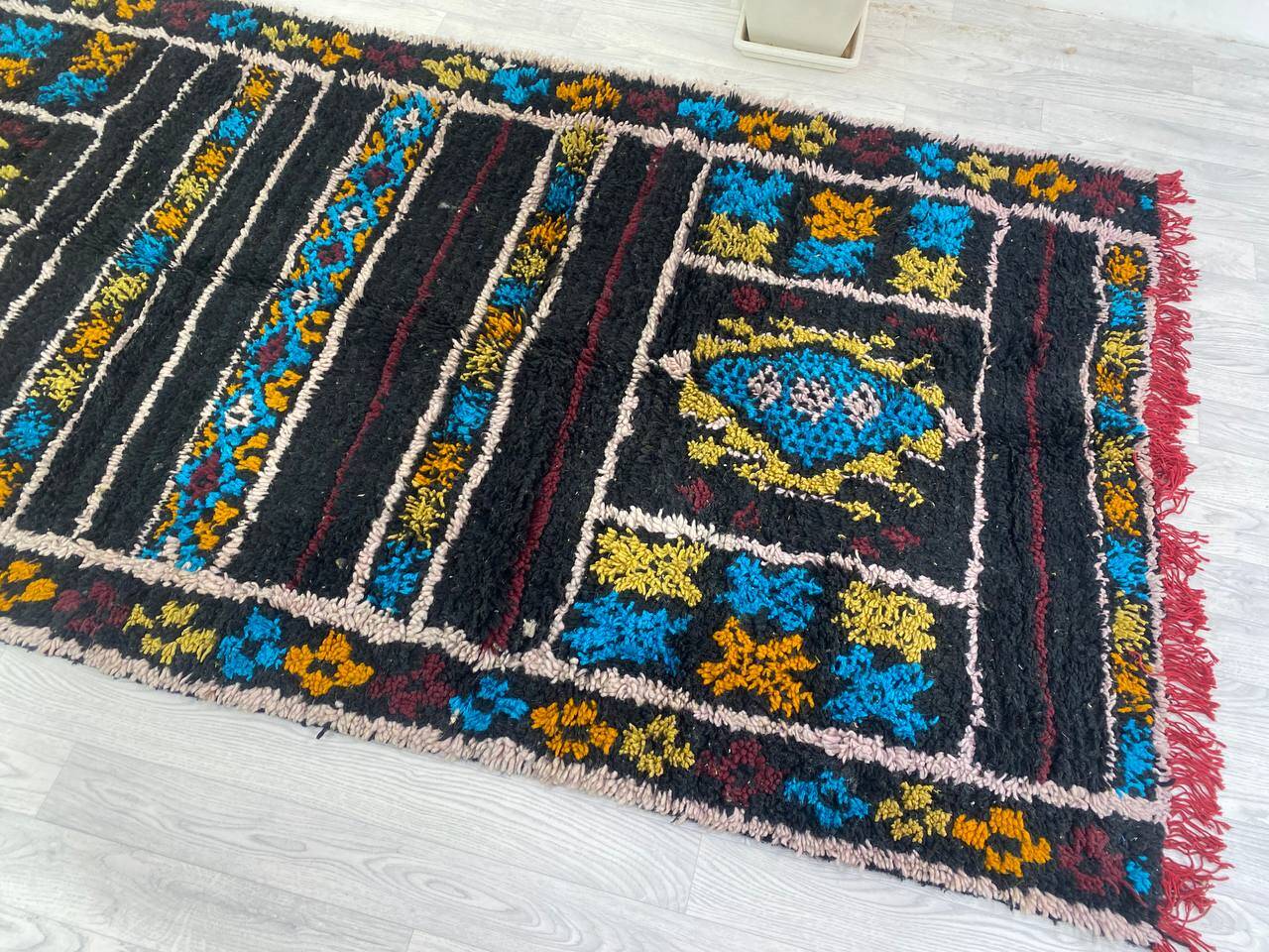 Handmade wool Berber rug 345 X 110 CM