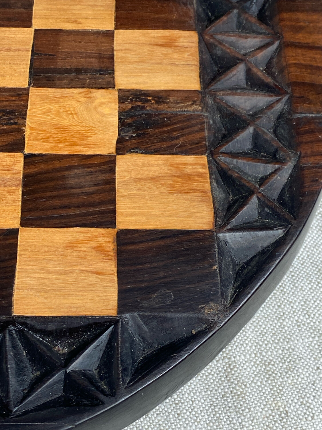 Carved wooden chess set