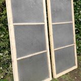 Pair of antique translucent glass sliding doors